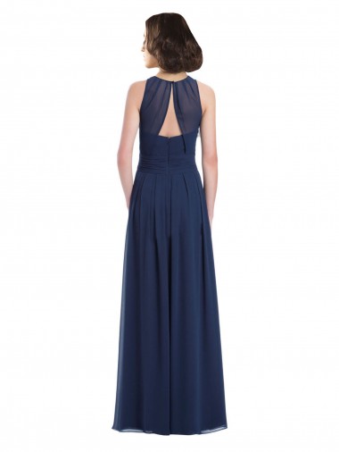 Chiffon High Neck Sleeveless Bridesmaid Dress with Pleats Canada