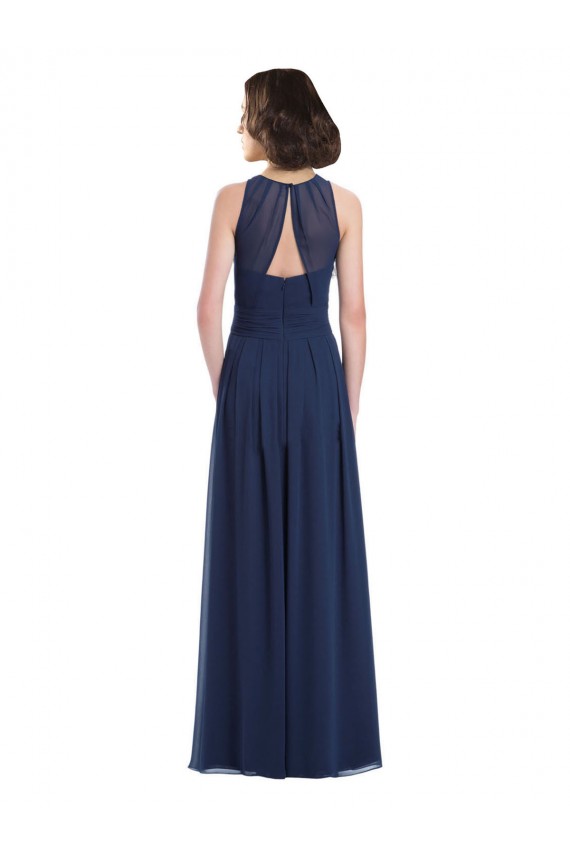 Chiffon High Neck Sleeveless Bridesmaid Dress with Pleats Canada