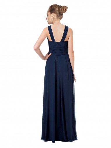 Long Chiffon Bridesmaid Dress V-Neck Top Canada