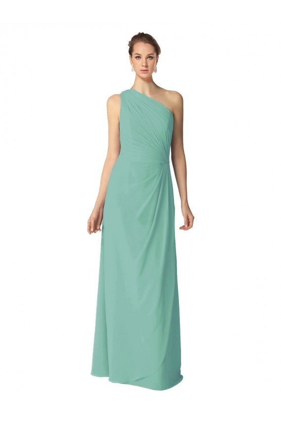 Long Chiffon One Shoulder Full Length Bridesmaid Dress Canada