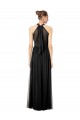 Ruched Long Chiffon Halter Bridesmaid Dress with Tie Back and Tails Canada
