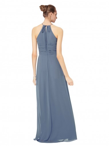 Spaghetti Strap Long Chiffon Halter A-Line Bridesmaid Dress Canada