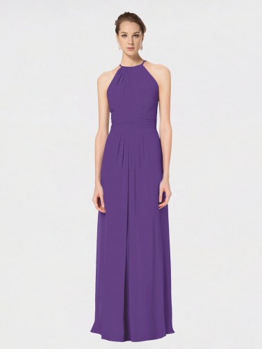 Long Chiffon Spaghetti Strap Halter Bridesmaid Dress Canada