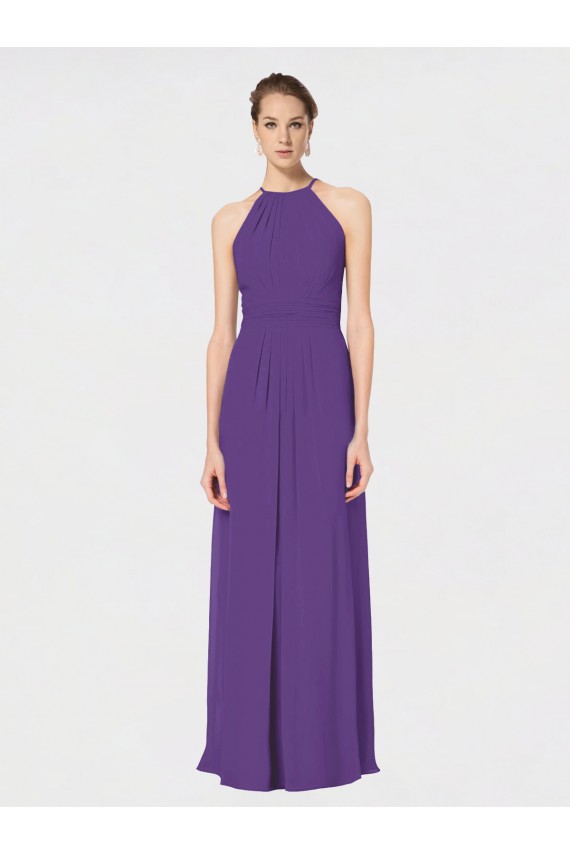 Long Chiffon Spaghetti Strap Halter Bridesmaid Dress Canada