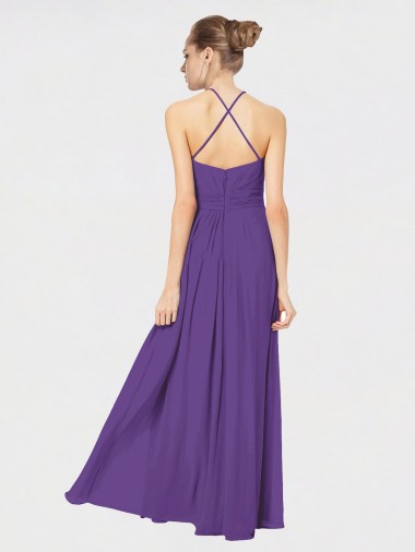 Long Chiffon Spaghetti Strap Halter Bridesmaid Dress Canada