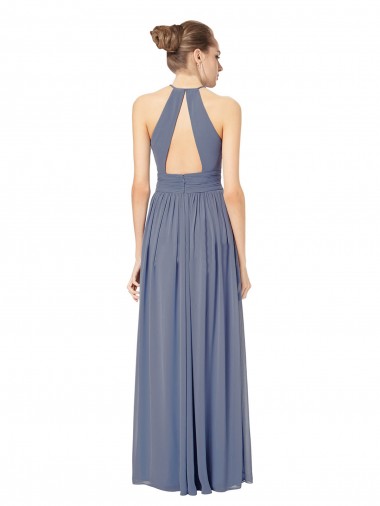 Long Chiffon High-Neck Sleeveless Bridesmaid Dress Canada