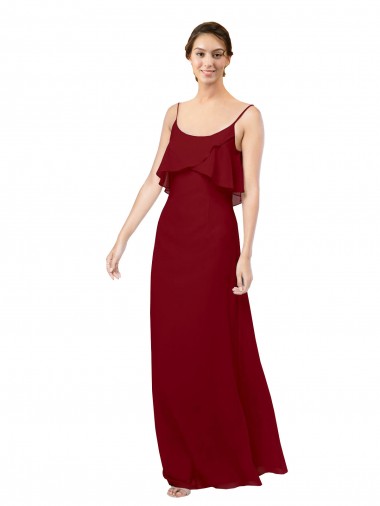 Shop Scoop Neck Chiffon Bridesmaid Dress with Spaghetti Straps and Low Back Canada