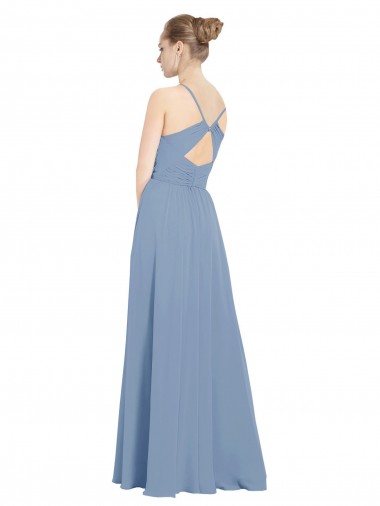 Chiffon Bridesmaids Dress with Draped V-Neck Bodice and Keyhole Back Canada