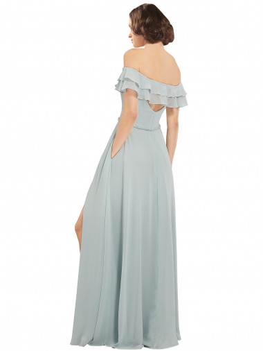 Luxe Chiffon Bridesmaids Dress with Off the Shoulder Flounced Neckline Canada