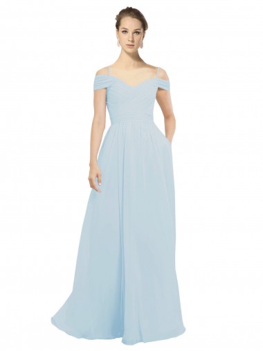 Chiffon Bridesmaids Dress with Off the Shoulder Draped Neckline Canada