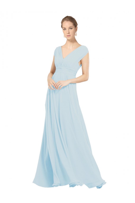 Chiffon Bridsmaids Dress with V-Neckline and Tie V Back Canada