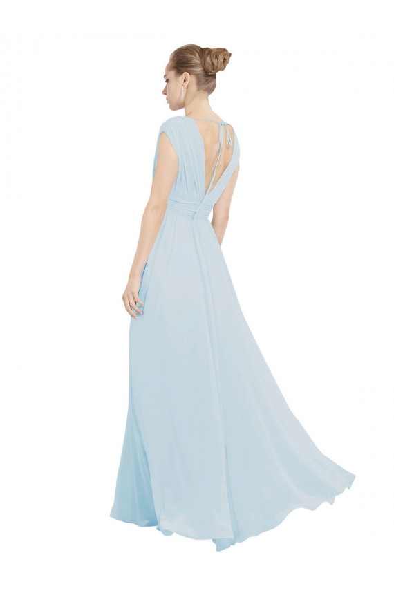 Chiffon Bridsmaids Dress with V-Neckline and Tie V Back Canada