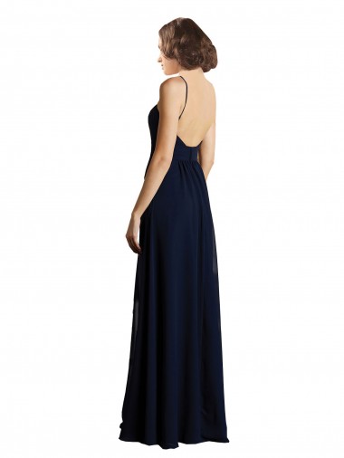 Simple Chiffon Bridesmaid Dress with Deep V-Neckline Canada