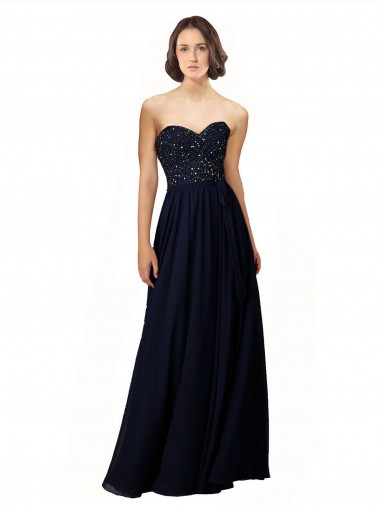 Shop Long Chiffon Sweetheart Neckline Bridesmaid Dress with Beading Canada