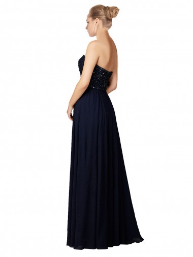 Long Chiffon Sweetheart Neckline Bridesmaid Dress with Beading Canada