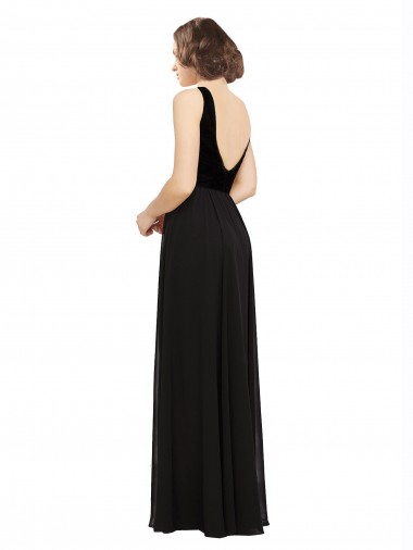 Stretch Velvet and Chiffon Bridesmaids Dress with V-Neckline Canada