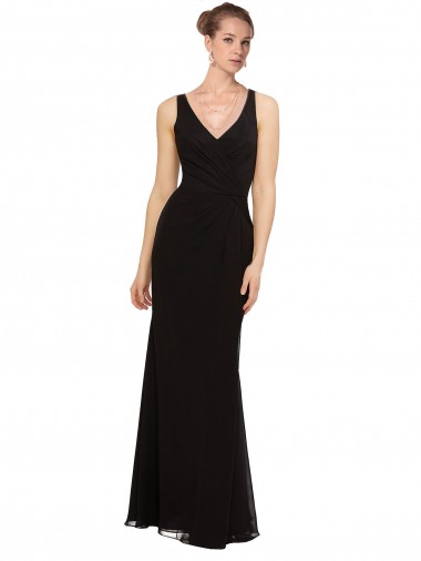 Shop Open V-Back Chiffon Bridesmaids Dress with V-Neckine Canada