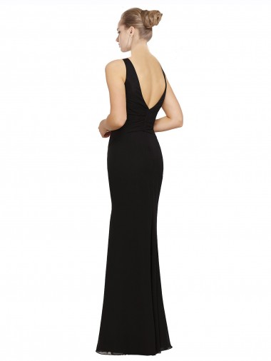Open V-Back Chiffon Bridesmaids Dress with V-Neckine Canada