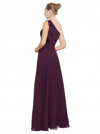 One Shoulder Chiffon Bridesmaids Dress with Shoulder Bow Canada