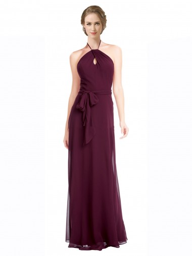 Shop Full Length Chiffon Bridesmaid Dress with Halter Top Canada