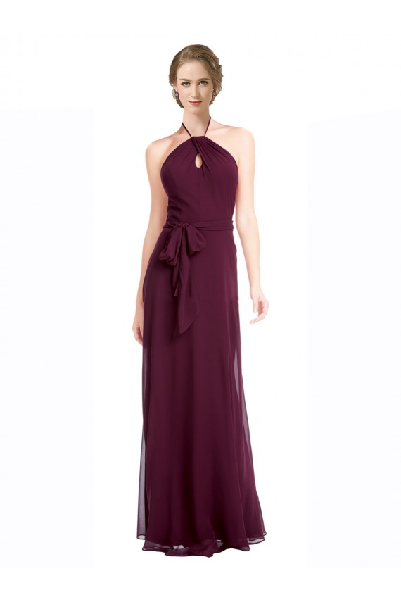Full Length Chiffon Bridesmaid Dress with Halter Top Canada