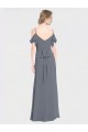 Long Chiffon Spaghetti Strap V-Neck Bridesmaid Dress with Off-The-Shoulder Flutter Sleeves Canada