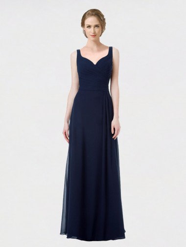 Shop Long Chiffon Bridesmaid Dress with Sweetheart Neckline and Shoulder Straps Canada