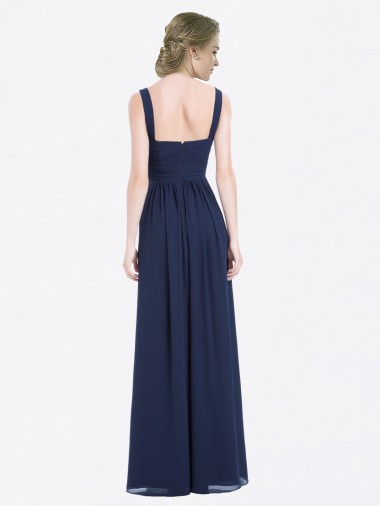 Long Chiffon V-Neck Sleeveless Bridesmaid Dress with Criss-Cross Pleated Bodice Canada