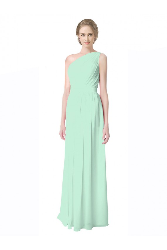 One Shoulder Chiffon Bridesmaid Dress with Asymmetrical Ruched Bodice Canada