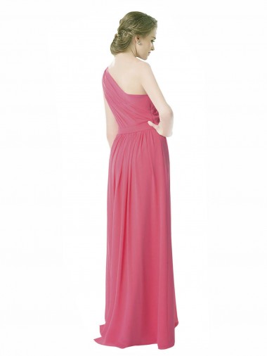 One Shoulder Chiffon Bridesmaid Dress with Asymmetrical Ruched Bodice Canada