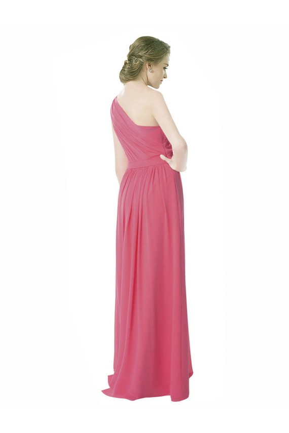 One Shoulder Chiffon Bridesmaid Dress with Asymmetrical Ruched Bodice Canada