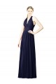 V-Neck Halter Long Open Back Chiffon Bridesmaid Dress