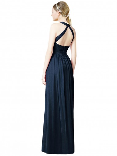 V-Neck Halter Long Open Back Chiffon Bridesmaid Dress Canada