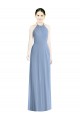 Halter Neck Tie Back Long Chiffon Bridesmaid Dress Canada