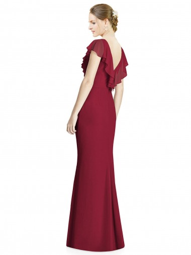 V-Neck V-Back Long Chiffon Bridesmaid Dress Canada
