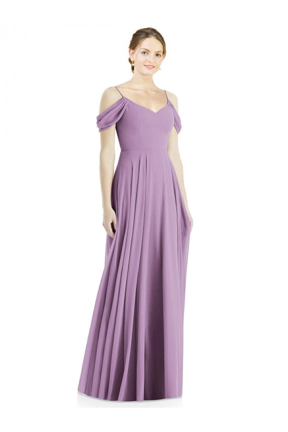Off the Shoulder Open Cowl-Back Maxi Bridesmaid Dress Canada