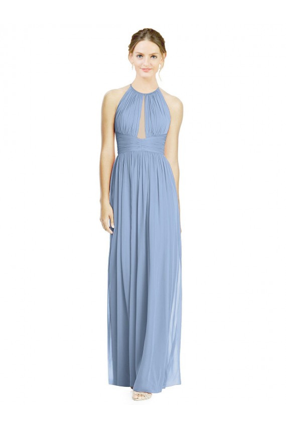Open Back Long Chiffon Halter Bridesmaid Dress Canada