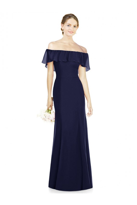 Off the Shoulder Full-Length Trumpet Chiffon Bridesmaid Dress Canada