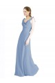 Fluted Chiffon Wrap Bridesmaid Dress with Ruffles V-Neck Canada