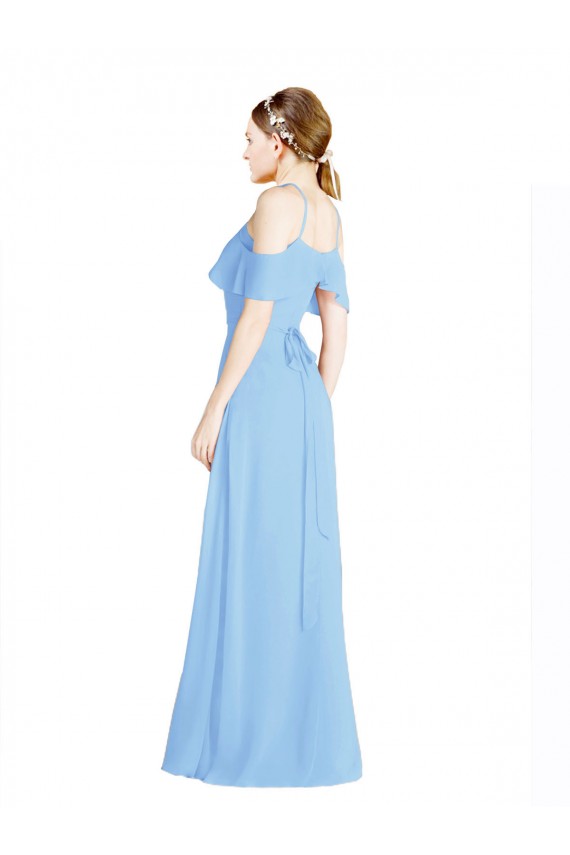 Halter Frill Cold Shoulder A-Line Chiffon Bridesmaid Dress Canada