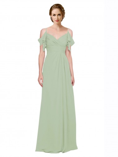 Split Cold Shoulder Draped A-Line Chiffon Bridesmaid Dress Canada