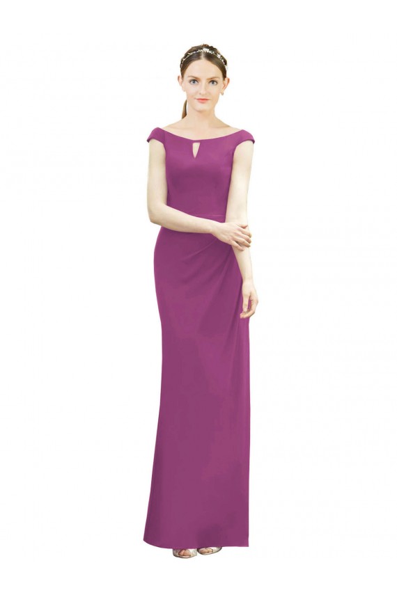 Full Length Long Chiffon Bridesmaid Dress with Boat Neck