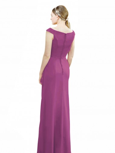 Full Length Long Chiffon Bridesmaid Dress with Boat Neck Canada