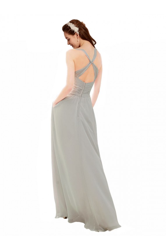 Chiffon Bridesmaid Dress with Ruched Draped Bodice Canada