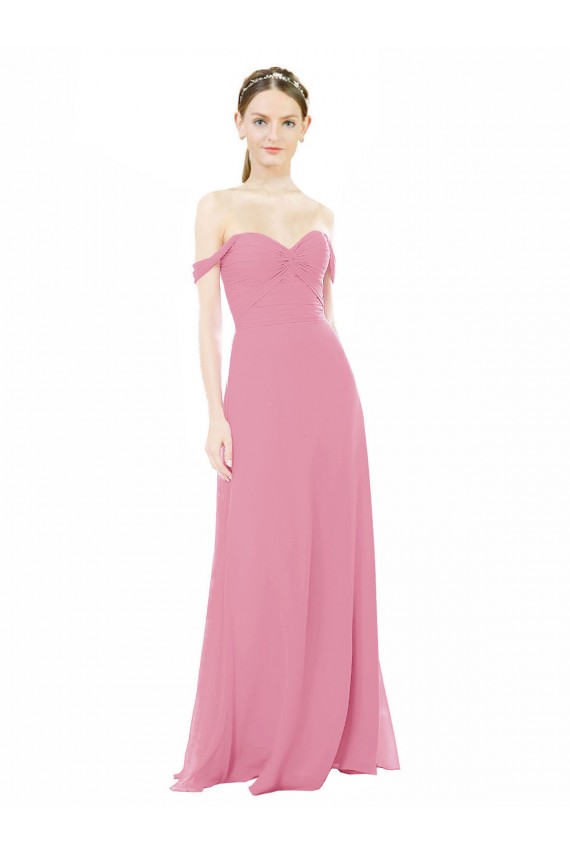 Fitted Sweetheart Bodice Chiffon Bridesmaid Dress with Draped Cap Sleeves Canada