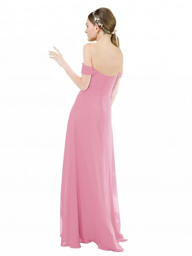 Fitted Sweetheart Bodice Chiffon Bridesmaid Dress with Draped Cap Sleeves Canada