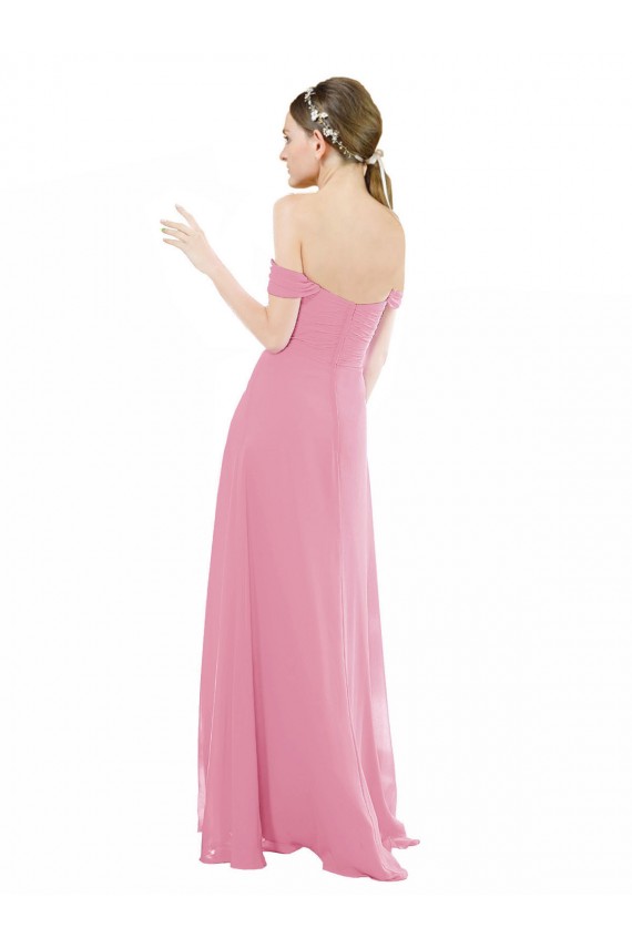 Fitted Sweetheart Bodice Chiffon Bridesmaid Dress with Draped Cap Sleeves Canada