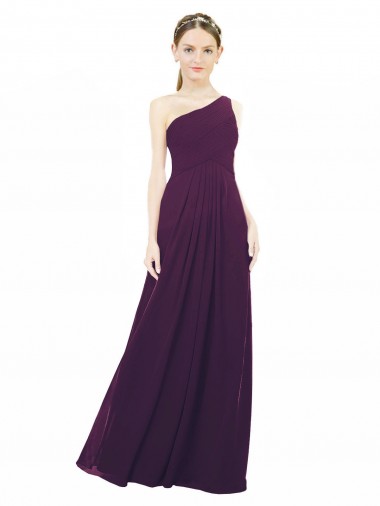 Shop One Shoulder Chiffon Bridesmaid Dress with Draped Bodice Canada