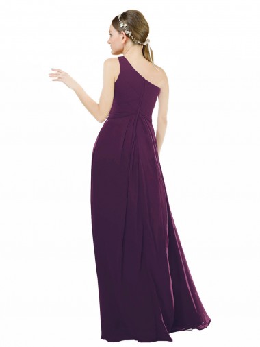 One Shoulder Chiffon Bridesmaid Dress with Draped Bodice Canada