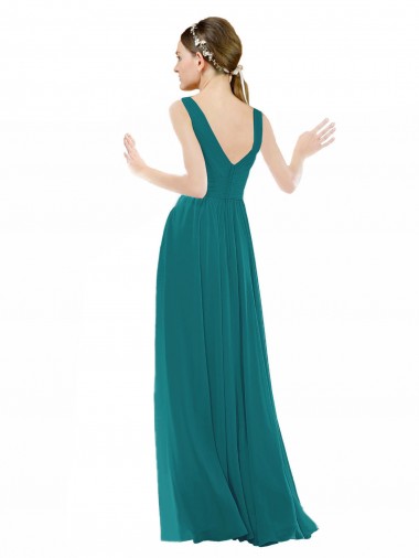 Figure Flattering Chiffon Bridesmaid Dress with Draped V-Neck Bodice Canada